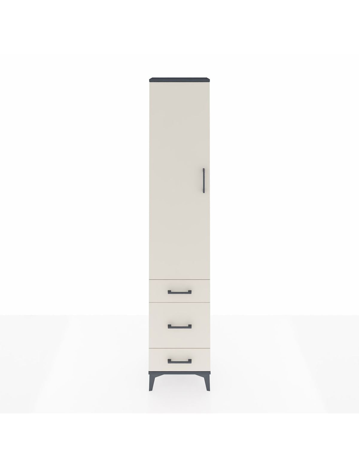 Arges Dolap 2 Raflı 3 Çekmeceli Tek Askılı 44x30x221 Antrasit-Aytaşı