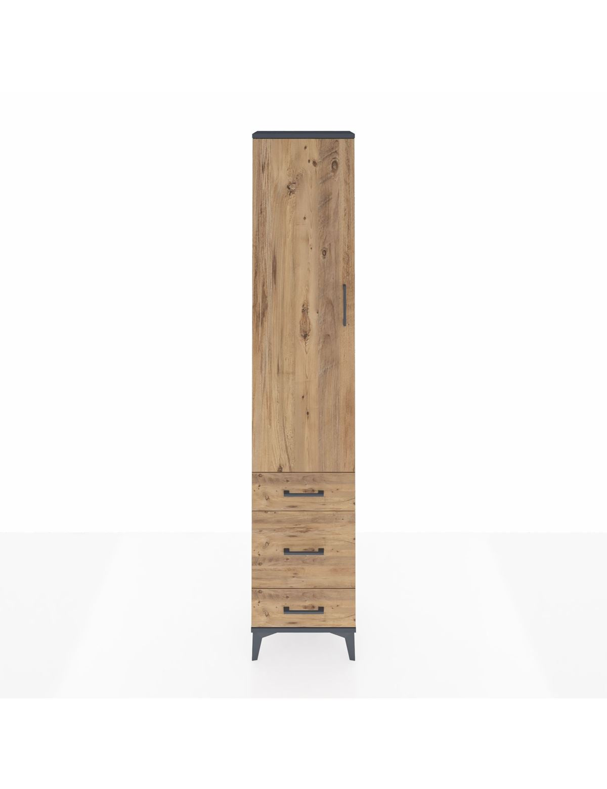 Arges Dolap 2 Raflı 3 Çekmeceli Tek Askılı 44x30x221 Antrasit-Çam