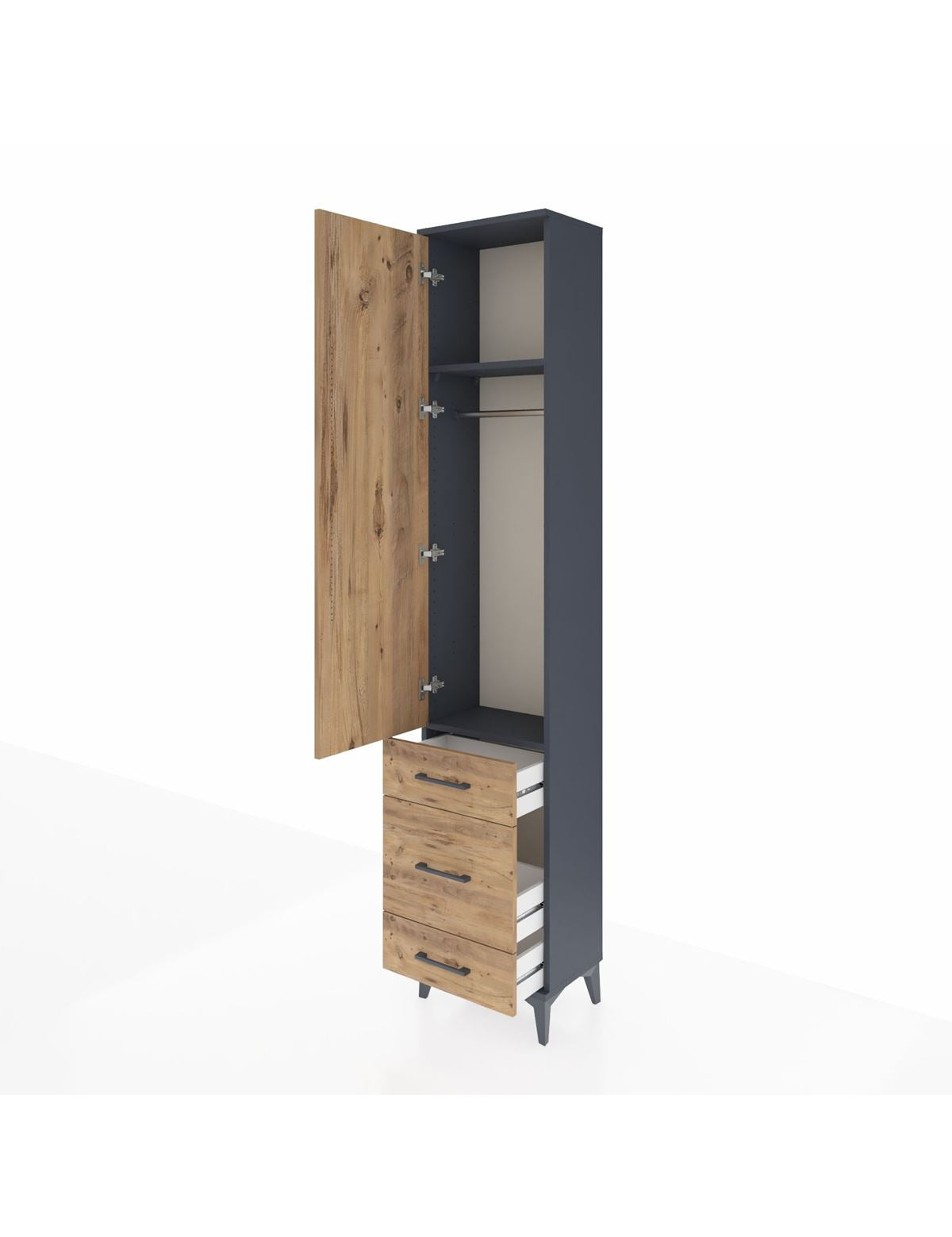 Arges Dolap 2 Raflı 3 Çekmeceli Tek Askılı 44x30x221 - S28M046V6A