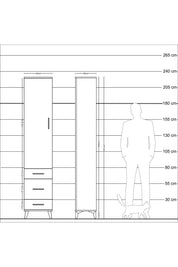 Arges Dolap 2 Raflı 3 Çekmeceli Tek Askılı 44x30x221 Çam-Antrasit