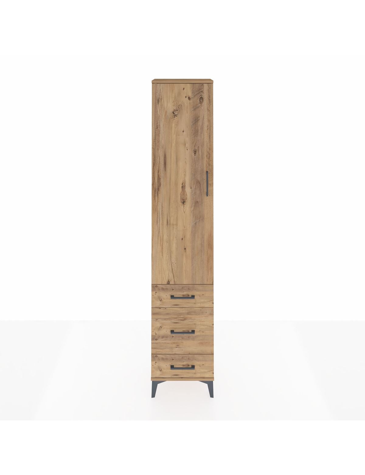 Arges Dolap 2 Raflı 3 Çekmeceli Tek Askılı 44x30x221 Çam-Çam