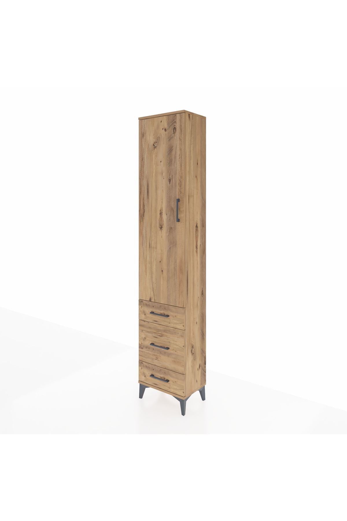 Arges Dolap 2 Raflı 3 Çekmeceli Tek Askılı 44x30x221 Çam-Çam