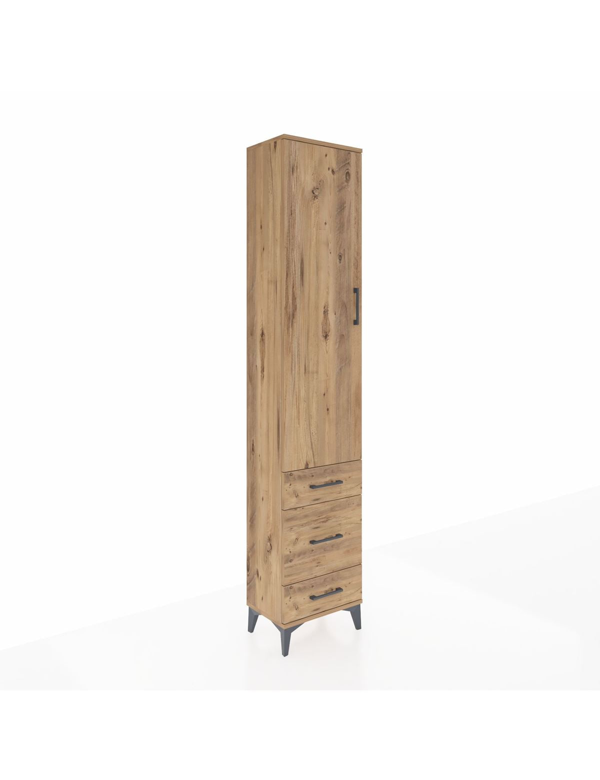 Arges Dolap 2 Raflı 3 Çekmeceli Tek Askılı 44x30x221 Çam-Çam