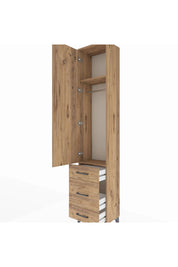 Arges Dolap 2 Raflı 3 Çekmeceli Tek Askılı 44x30x221 Çam-Çam