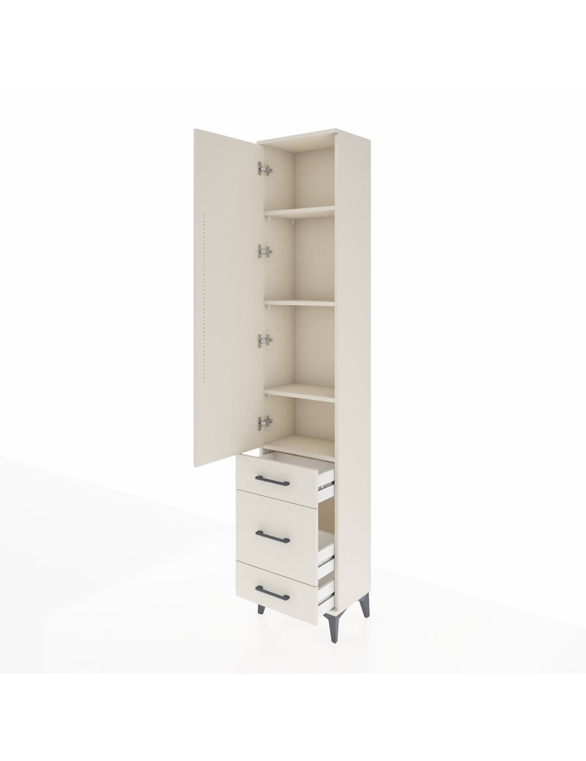Arges Dolap 4 Raflı 3 Çekmeceli Tek Kapaklı 44x30x221 - S28M047V1A