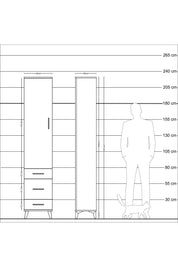 Arges Dolap 4 Raflı 3 Çekmeceli Tek Kapaklı 44x30x221 Aytaşı-Çam