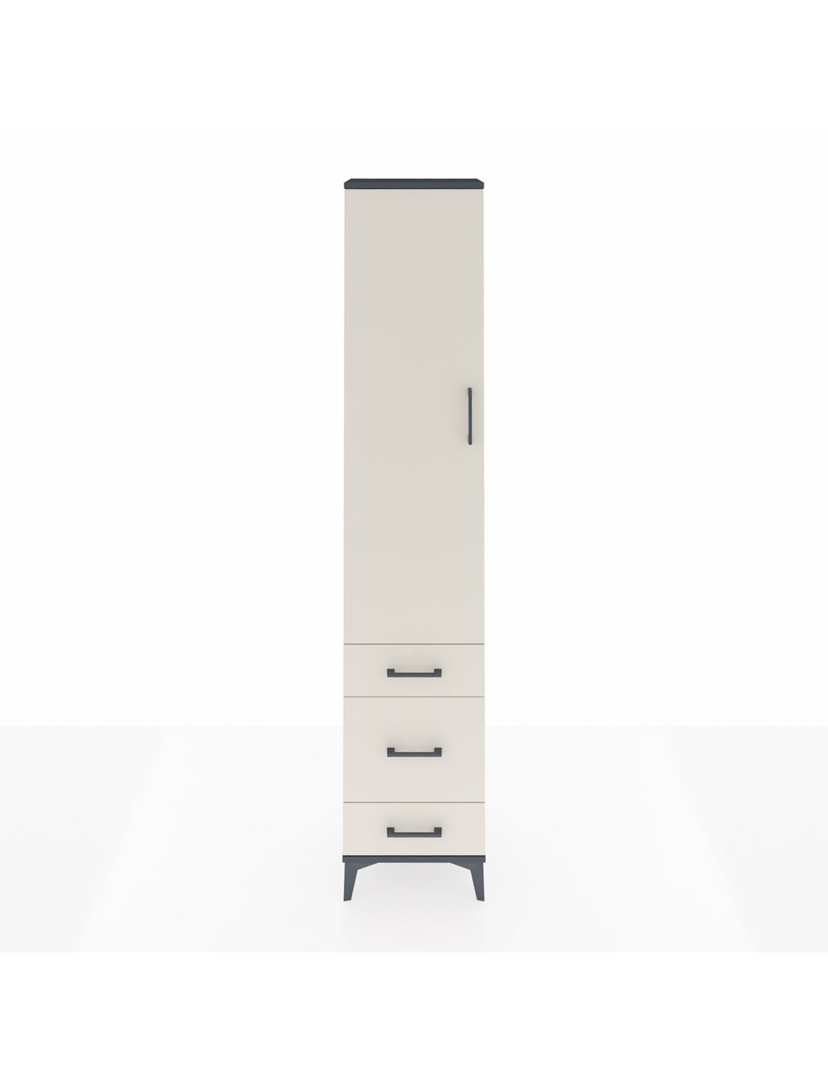 Arges Dolap 4 Raflı 3 Çekmeceli Tek Kapaklı 44x30x221 Antrasit-Aytaşı