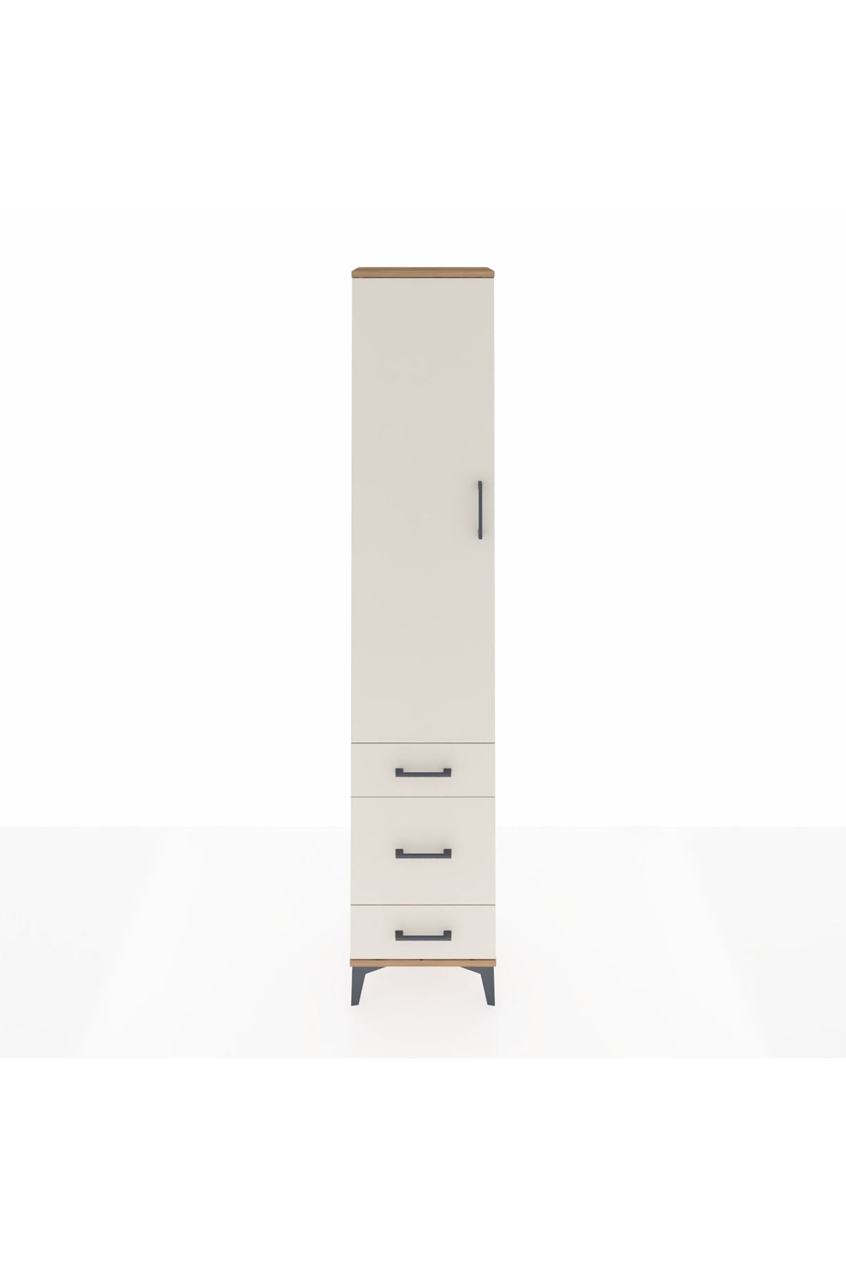 Arges Dolap 4 Raflı 3 Çekmeceli Tek Kapaklı 44x30x221 Çam-Aytaşı