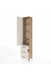 Arges Dolap 4 Raflı 3 Çekmeceli Tek Kapaklı 44x30x221 Çam-Aytaşı