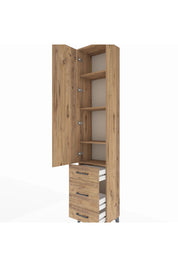 Arges Dolap 4 Raflı 3 Çekmeceli Tek Kapaklı 44x30x221 Çam-Çam