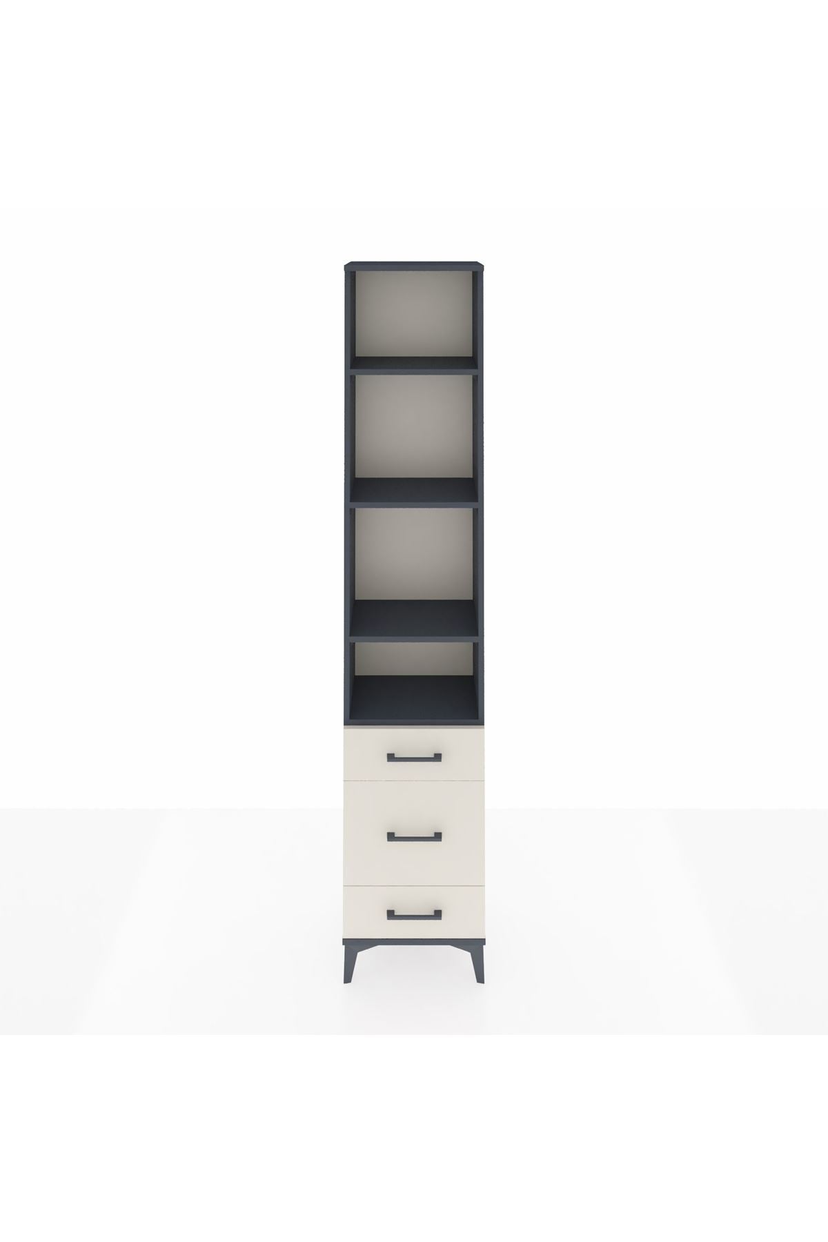 Arges Dolap 4 Raflı 3 Çekmeceli 44x30x221 Antrasit-Aytaşı