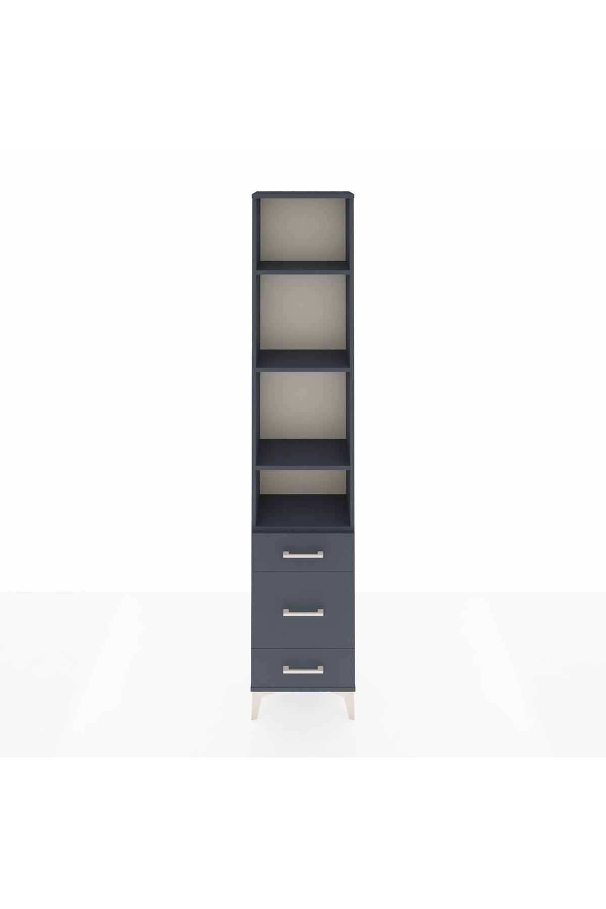 Arges Dolap 4 Raflı 3 Çekmeceli 44x30x221 Antrasit-Antrasit