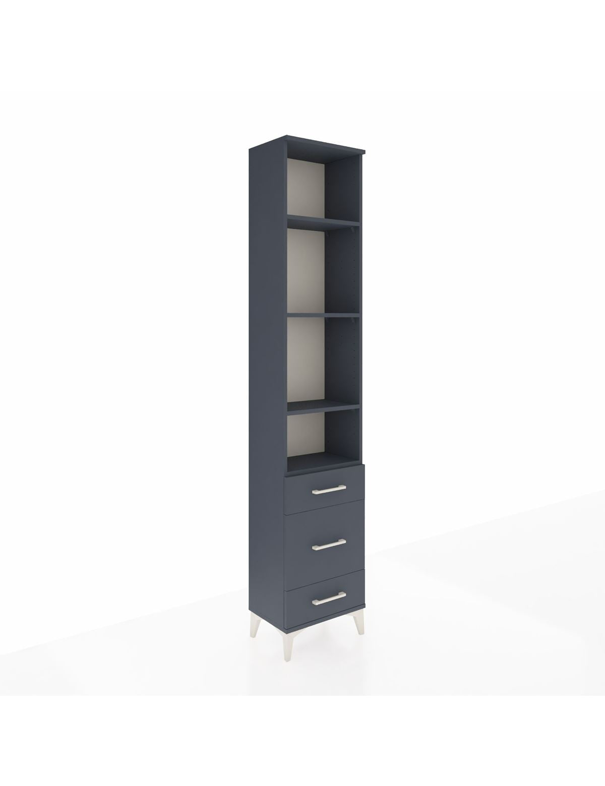 Arges Dolap 4 Raflı 3 Çekmeceli 44x30x221 Antrasit-Antrasit