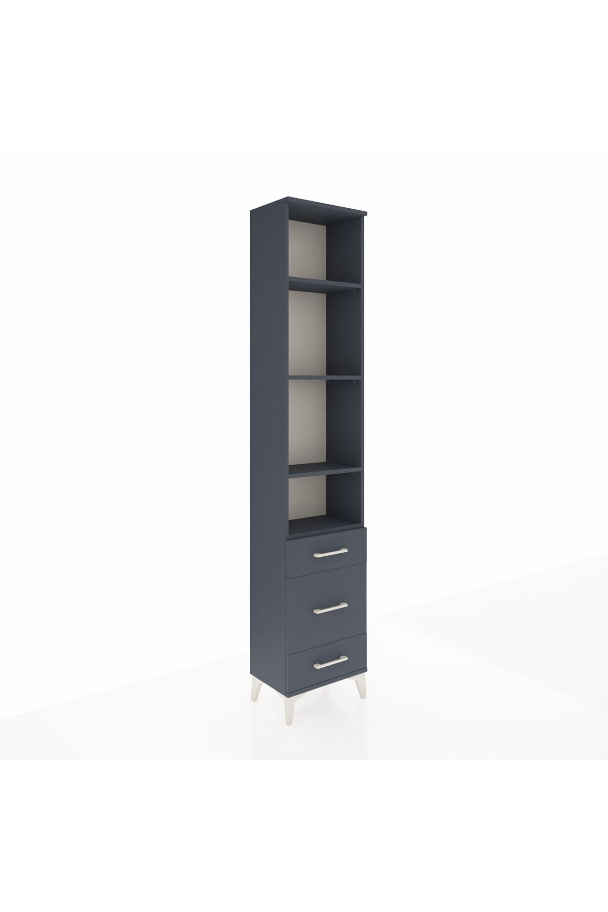 Arges Dolap 4 Raflı 3 Çekmeceli 44x30x221 Antrasit-Antrasit