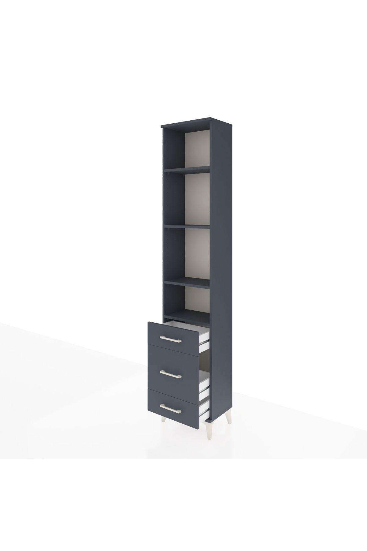 Arges Dolap 4 Raflı 3 Çekmeceli 44x30x221 Antrasit-Antrasit