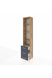 Arges Dolap 4 Raflı 3 Çekmeceli 44x30x221 Çam-Antrasit