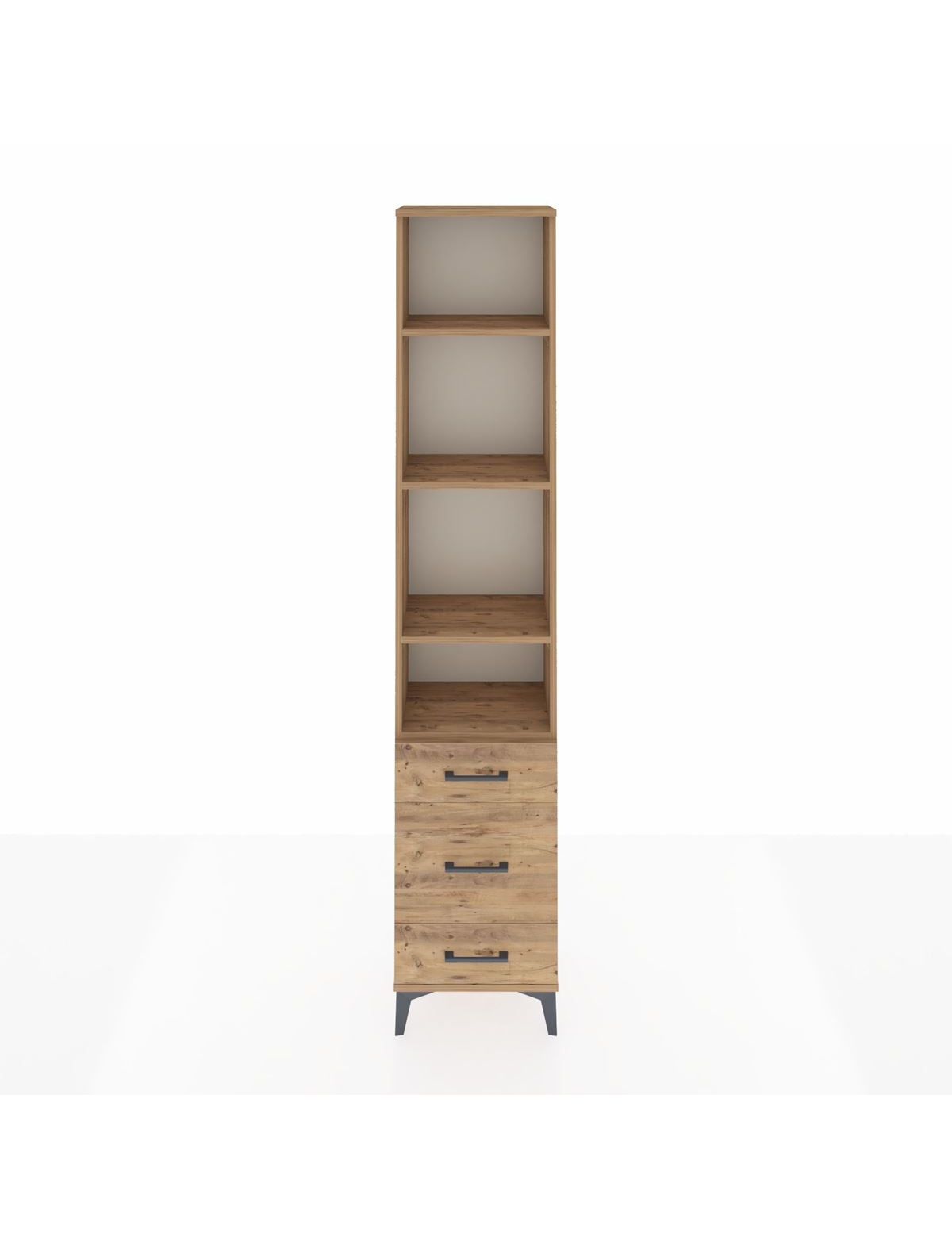 Arges Dolap 4 Raflı 3 Çekmeceli 44x30x221 Çam-Çam