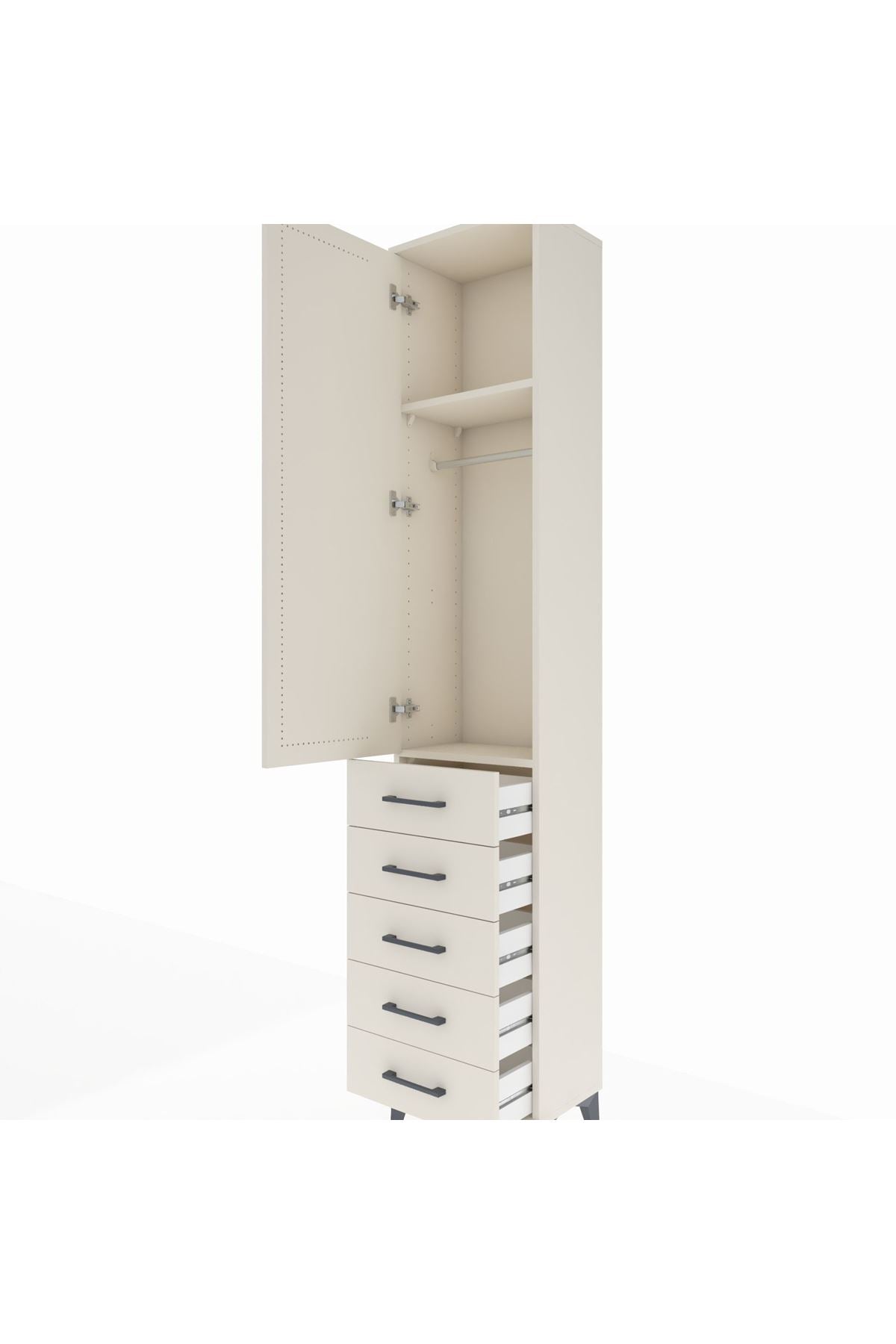 Arges Dolap 2 Raflı 5 Çekmeceli Tek Askılı 44x30x221 Aytaşı-Aytaşı