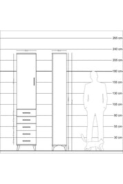 Arges Dolap 2 Raflı 5 Çekmeceli Tek Askılı 44x30x221 Aytaşı-Antrasit