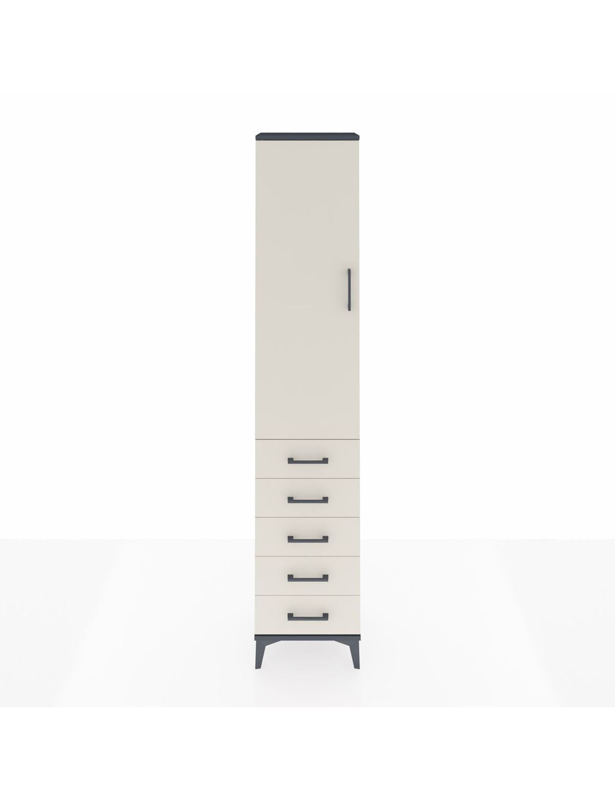 Arges Dolap 2 Raflı 5 Çekmeceli Tek Askılı 44x30x221 Antrasit-Aytaşı