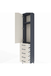 Arges Dolap 2 Raflı 5 Çekmeceli Tek Askılı 44x30x221 Antrasit-Aytaşı