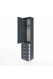 Arges Dolap 2 Raflı 5 Çekmeceli Tek Askılı 44x30x221 Antrasit-Antrasit