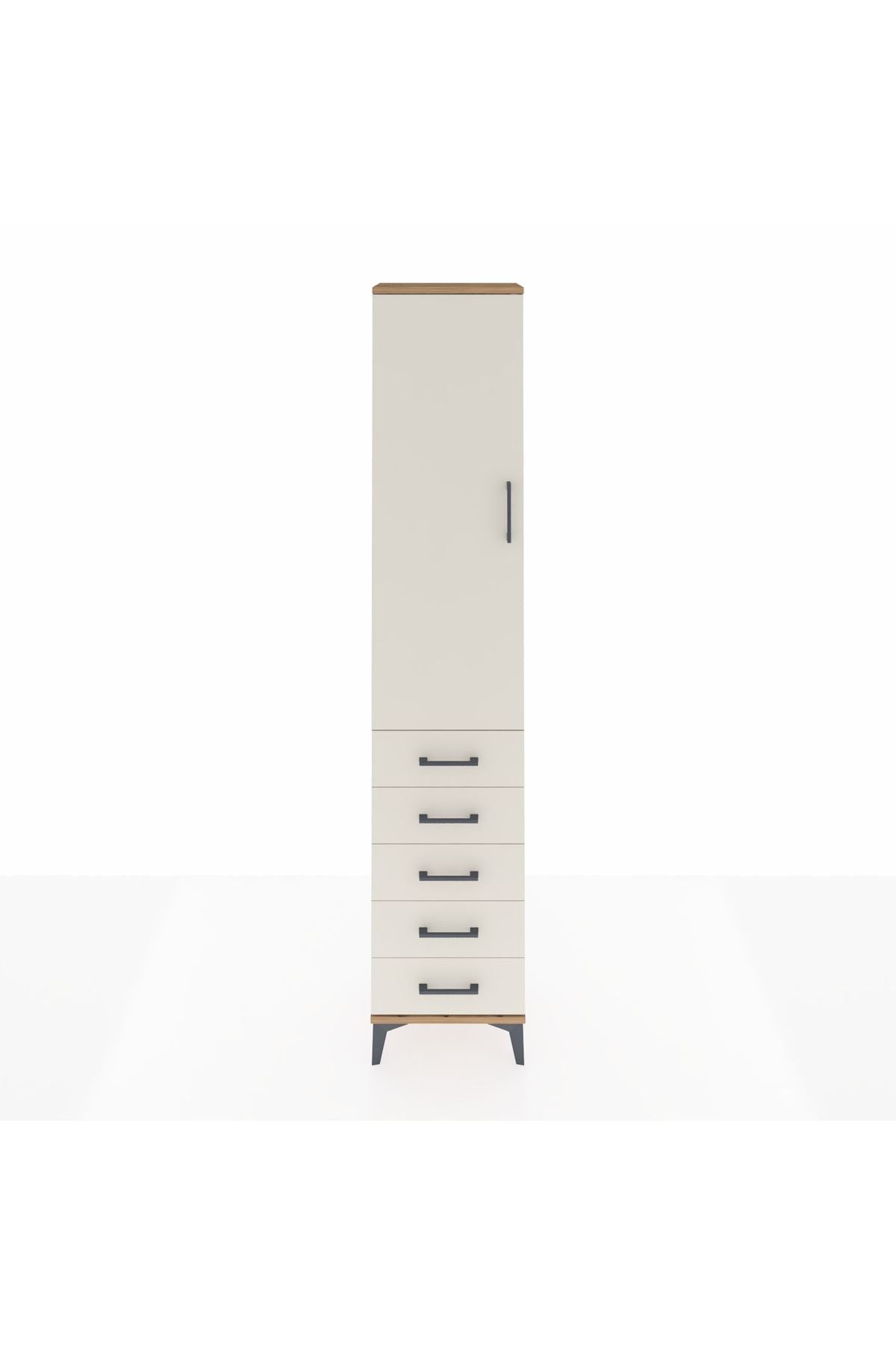 Arges Dolap 2 Raflı 5 Çekmeceli Tek Askılı 44x30x221 Çam-Aytaşı