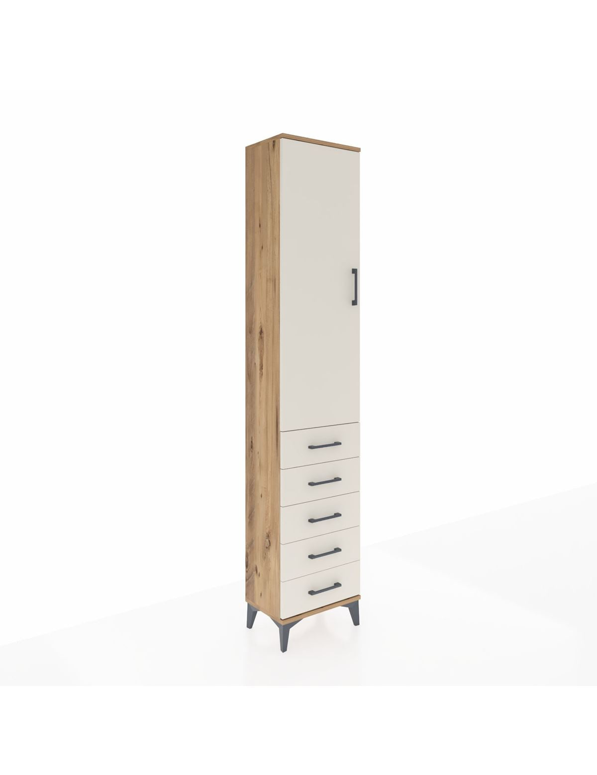 Arges Dolap 2 Raflı 5 Çekmeceli Tek Askılı 44x30x221 Çam-Aytaşı