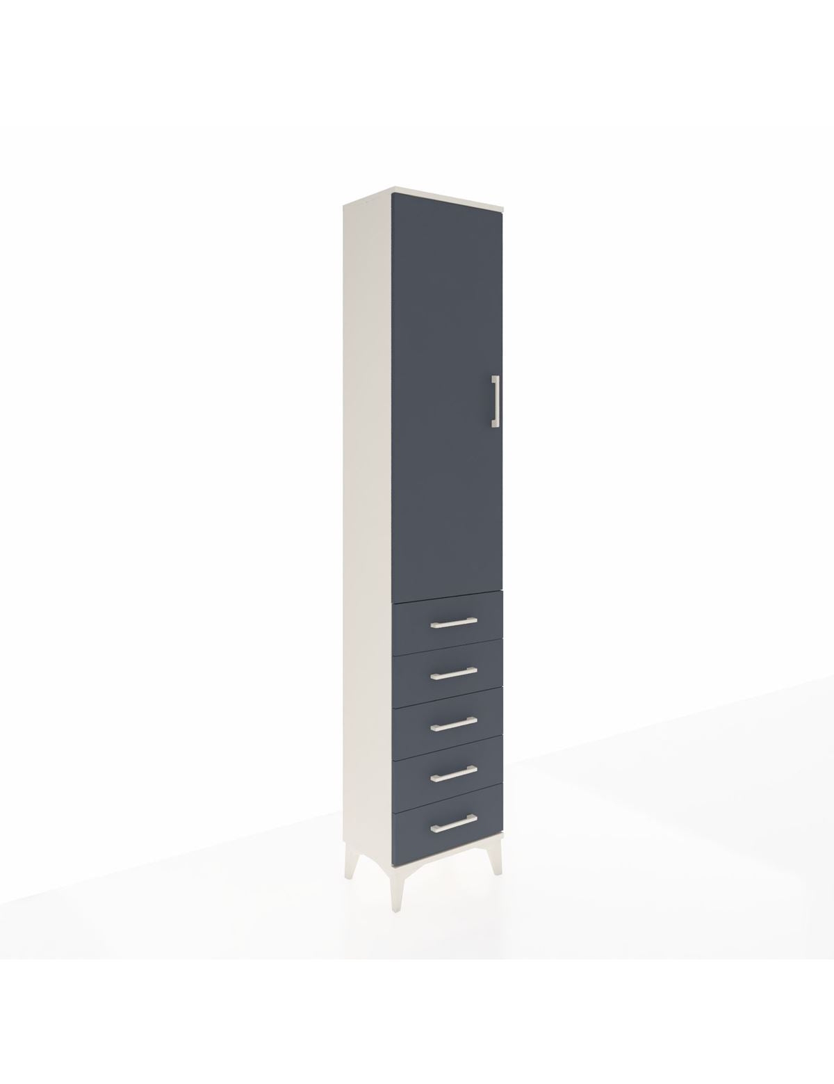 Arges Dolap 3 Raflı 5 Çekmeceli Tek Kapaklı 44x30x221 Aytaşı-Antrasit