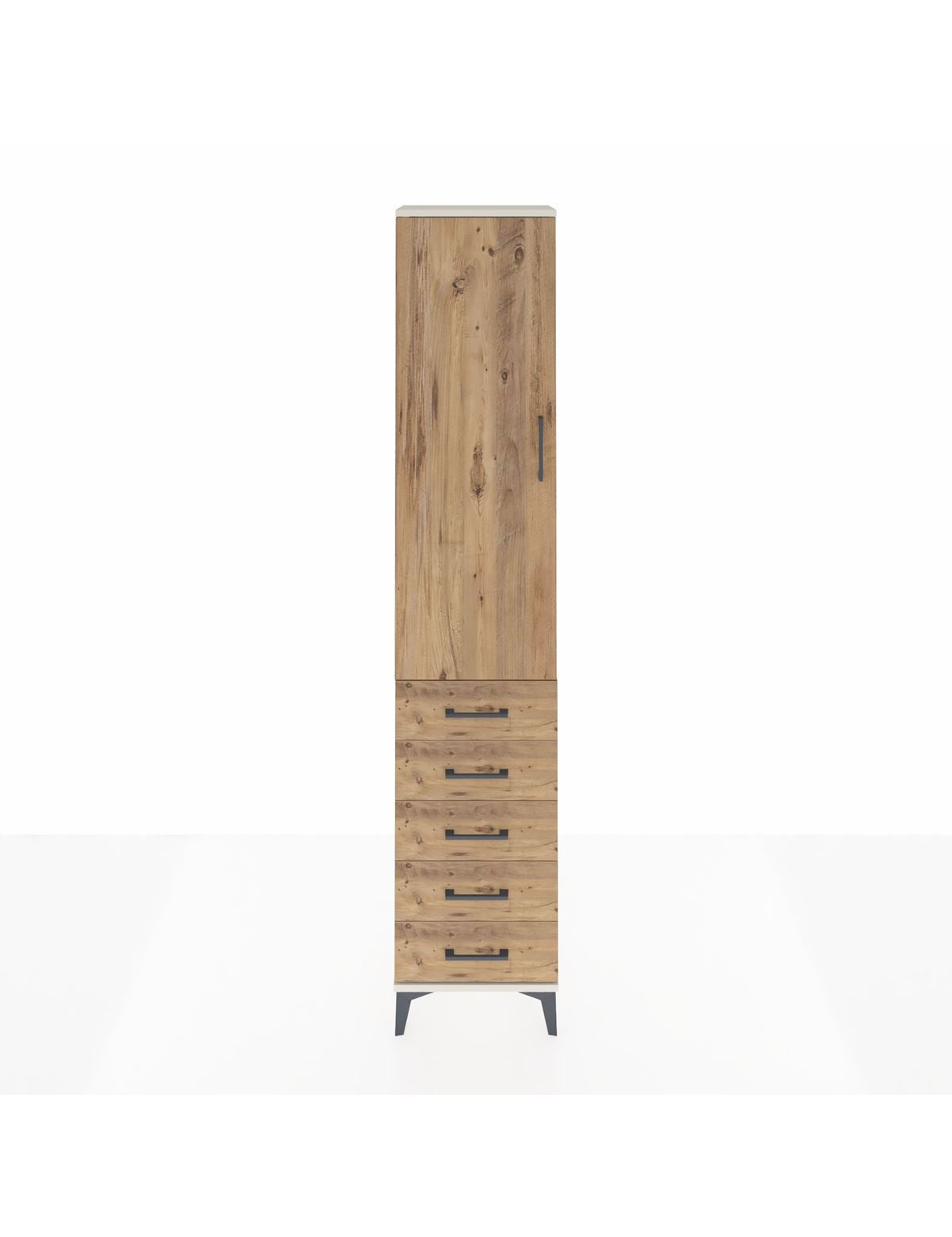 Arges Dolap 3 Raflı 5 Çekmeceli Tek Kapaklı 44x30x221 Aytaşı-Çam