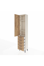 Arges Dolap 3 Raflı 5 Çekmeceli Tek Kapaklı 44x30x221 Aytaşı-Çam