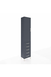 Arges Dolap 3 Raflı 5 Çekmeceli Tek Kapaklı 44x30x221 Antrasit-Antrasit