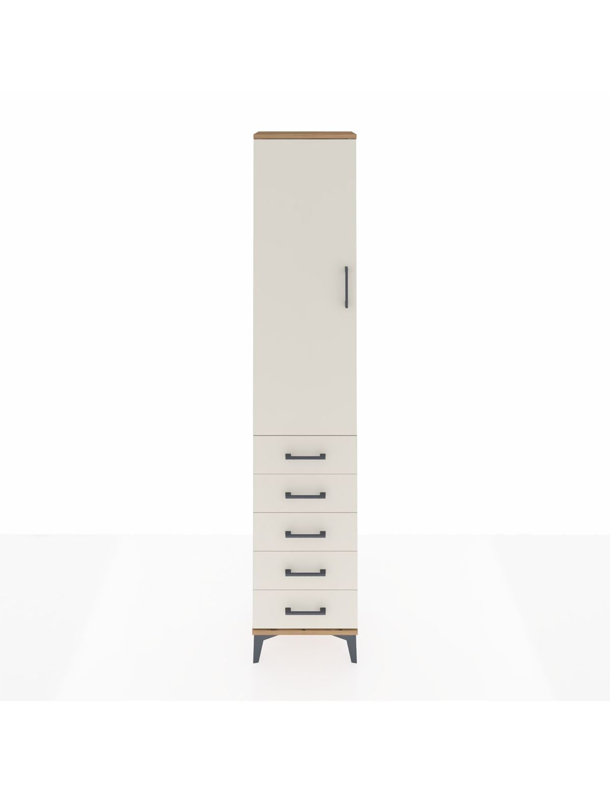 Arges Dolap 3 Raflı 5 Çekmeceli Tek Kapaklı 44x30x221 Çam-Aytaşı