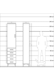 Arges Dolap 3 Raflı 5 Çekmeceli Tek Kapaklı 44x30x221 Çam-Aytaşı
