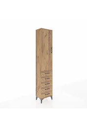 Arges Dolap 3 Raflı 5 Çekmeceli Tek Kapaklı 44x30x221 Çam-Çam