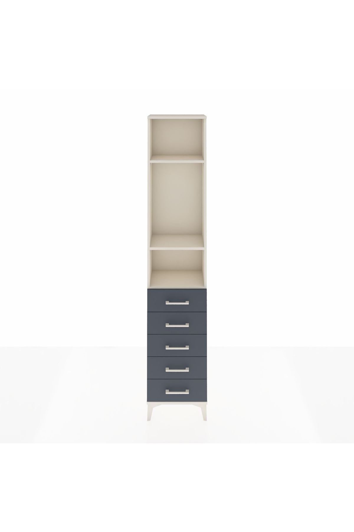 Arges Dolap 3 Raflı 5 Çekmeceli 44x30x221 Aytaşı-Antrasit