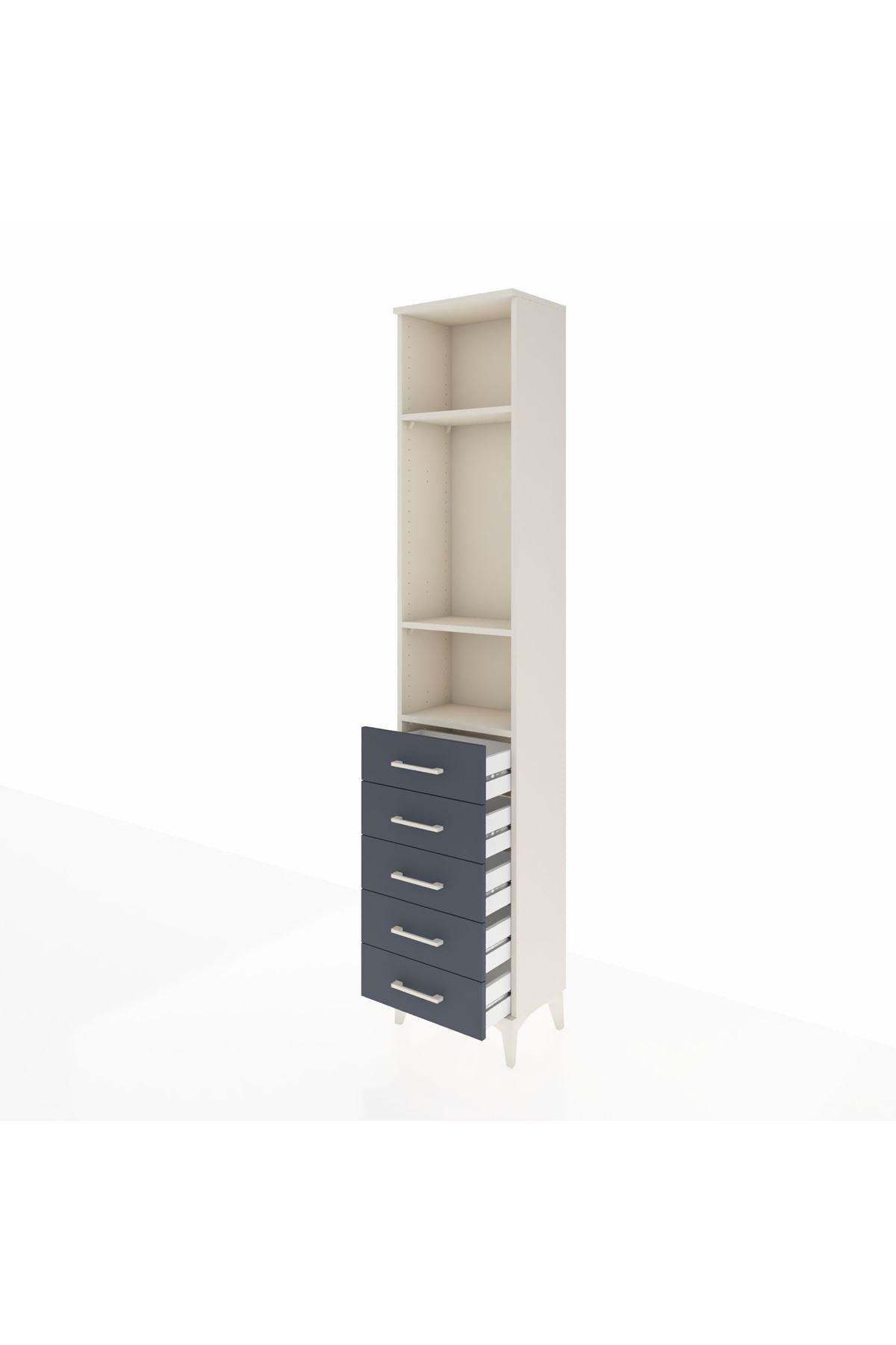 Arges Dolap 3 Raflı 5 Çekmeceli 44x30x221 Aytaşı-Antrasit