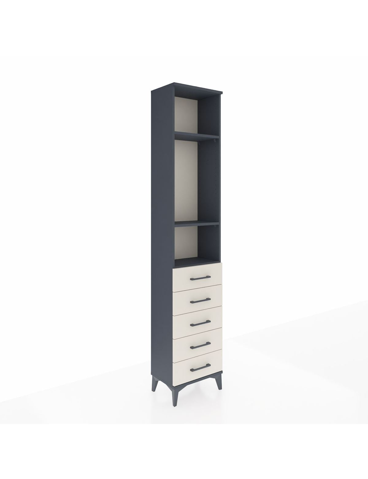 Arges Dolap 3 Raflı 5 Çekmeceli 44x30x221 Antrasit-Aytaşı