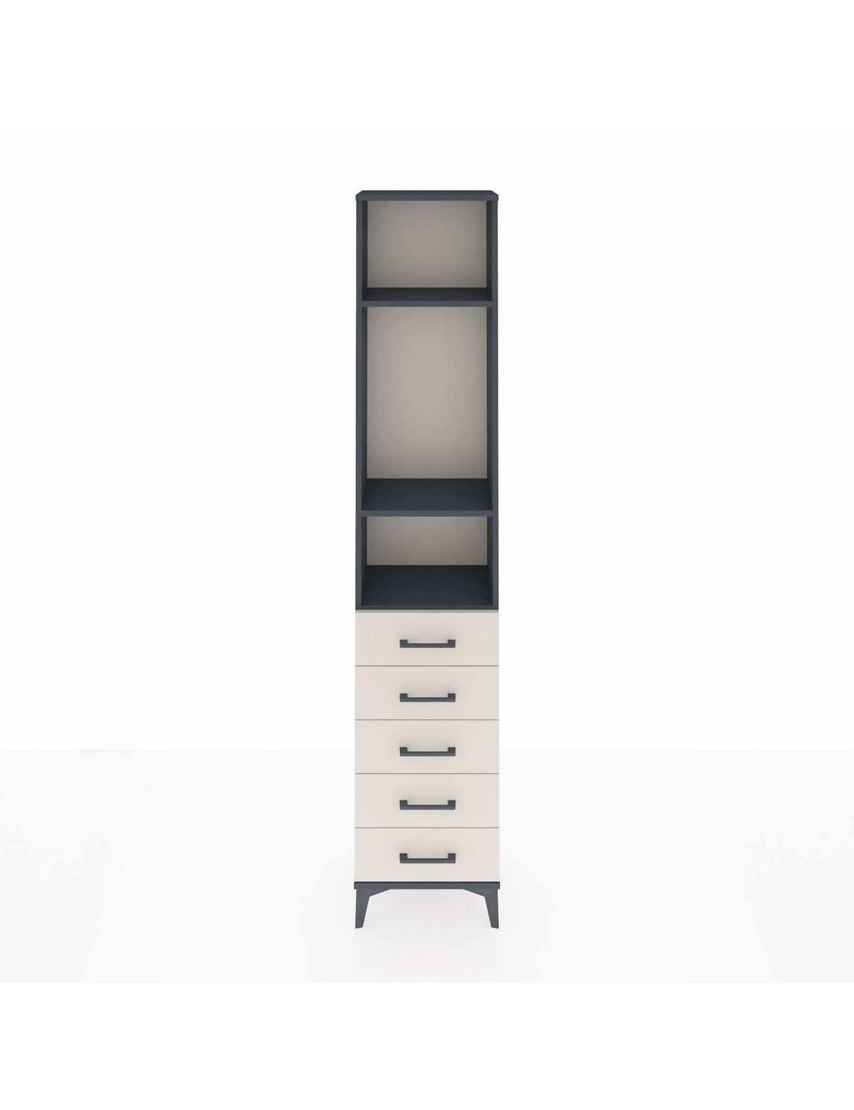 Arges Dolap 3 Raflı 5 Çekmeceli 44x30x221 Antrasit-Aytaşı