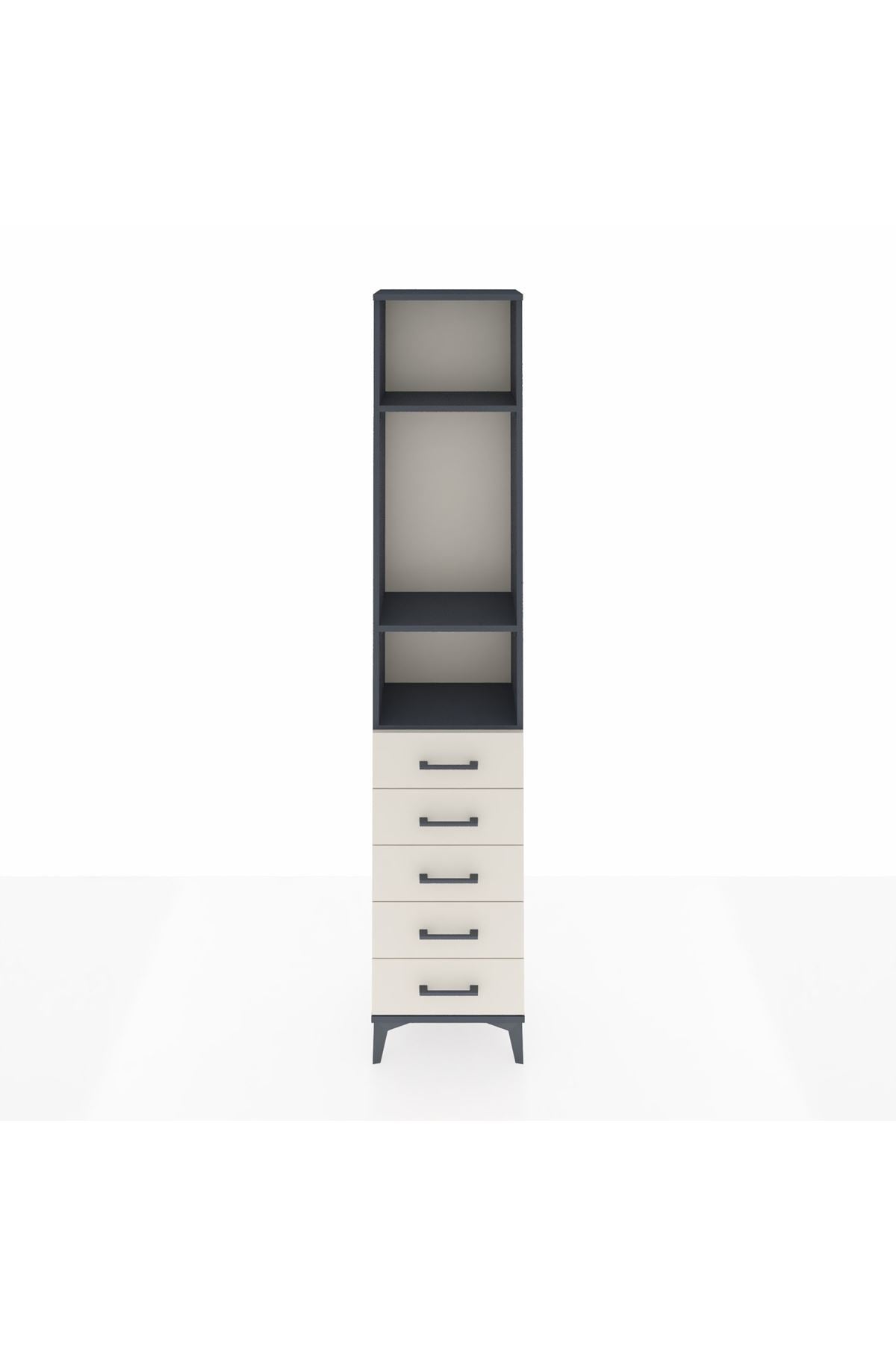 Arges Dolap 3 Raflı 5 Çekmeceli 44x30x221 Antrasit-Aytaşı