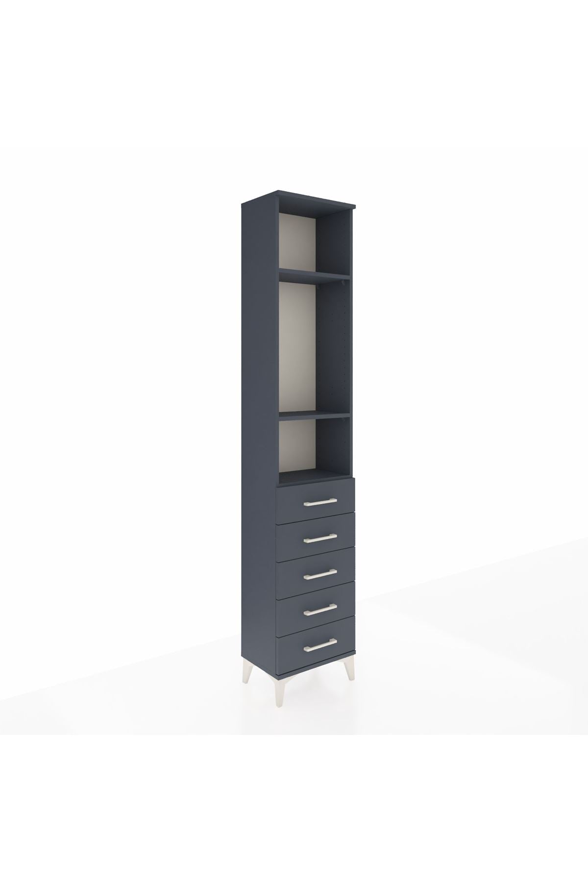 Arges Dolap 3 Raflı 5 Çekmeceli 44x30x221 Antrasit-Antrasit