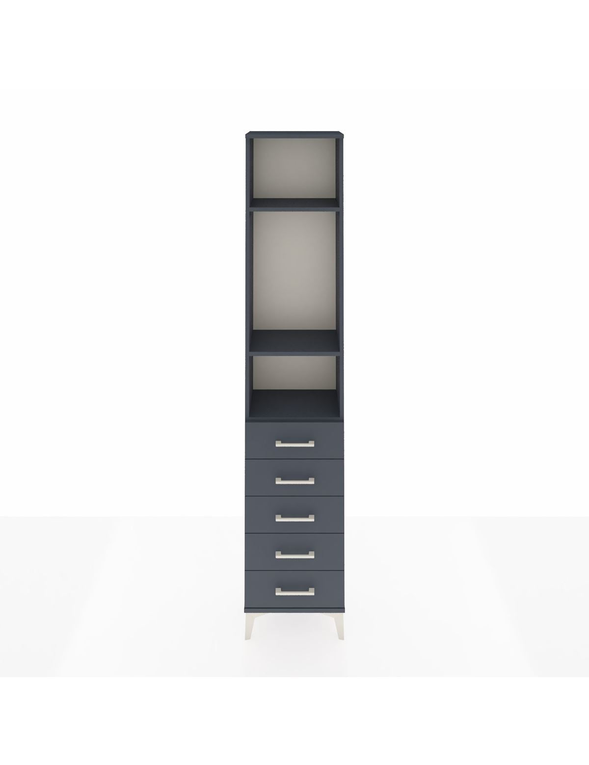 Arges Dolap 3 Raflı 5 Çekmeceli 44x30x221 Antrasit-Antrasit