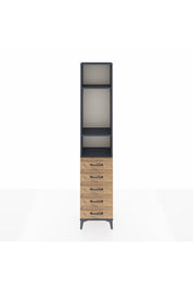 Arges Dolap 3 Raflı 5 Çekmeceli 44x30x221 Antrasit-Çam