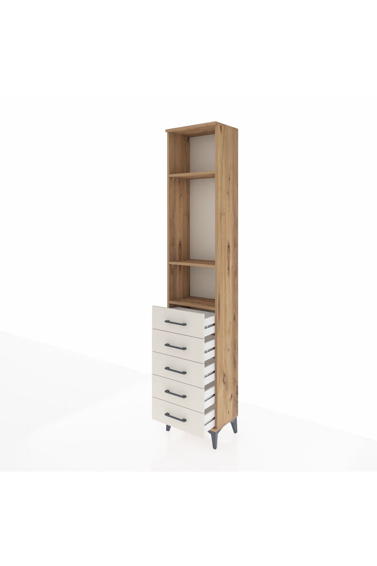 Arges Dolap 3 Raflı 5 Çekmeceli 44x30x221 Çam-Aytaşı