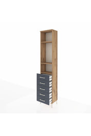 Arges Dolap 3 Raflı 5 Çekmeceli 44x30x221 Çam-Antrasit