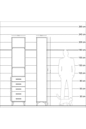 Arges Dolap 3 Raflı 5 Çekmeceli 44x30x221 Çam-Antrasit