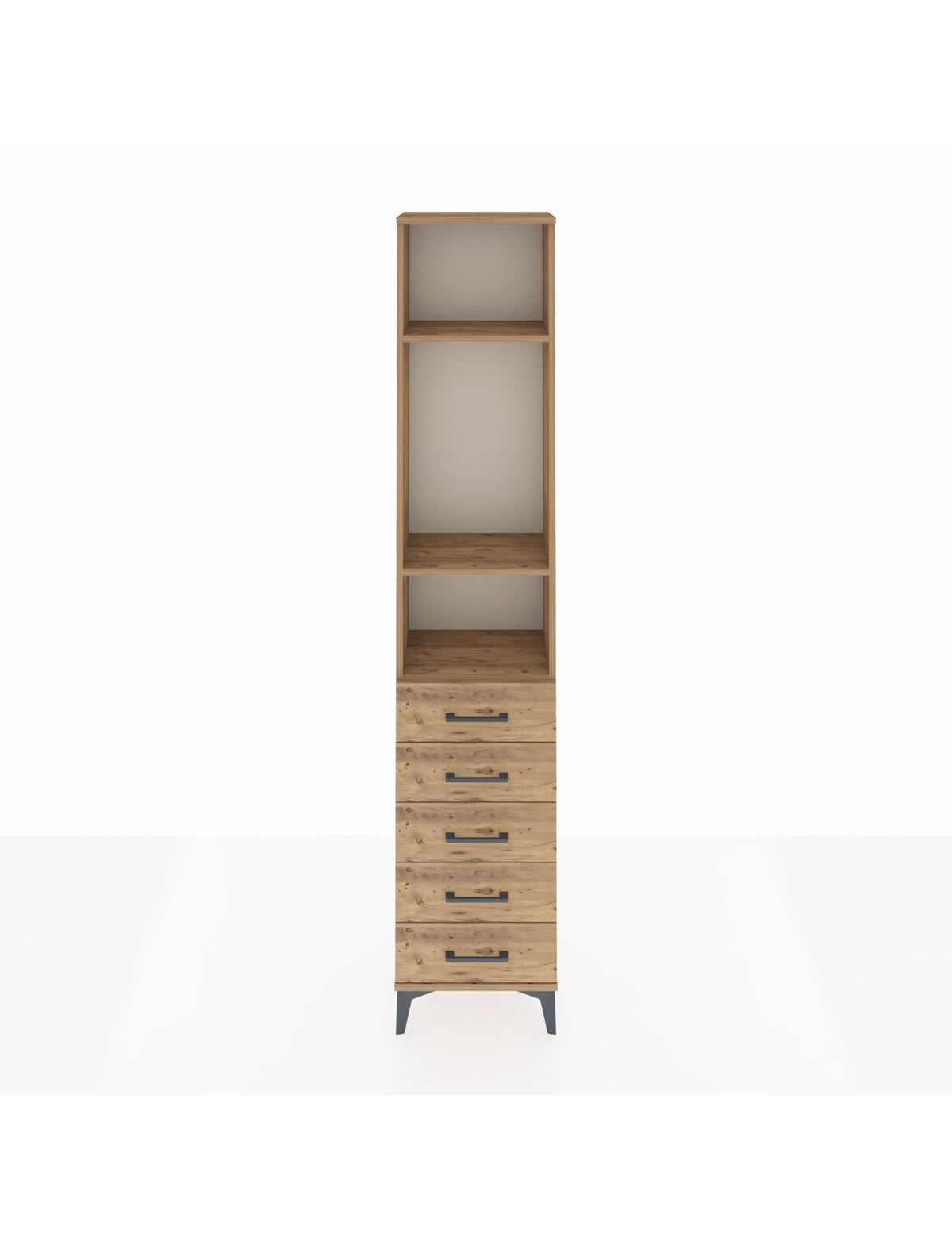 Arges Dolap 3 Raflı 5 Çekmeceli 44x30x221 Çam-Çam