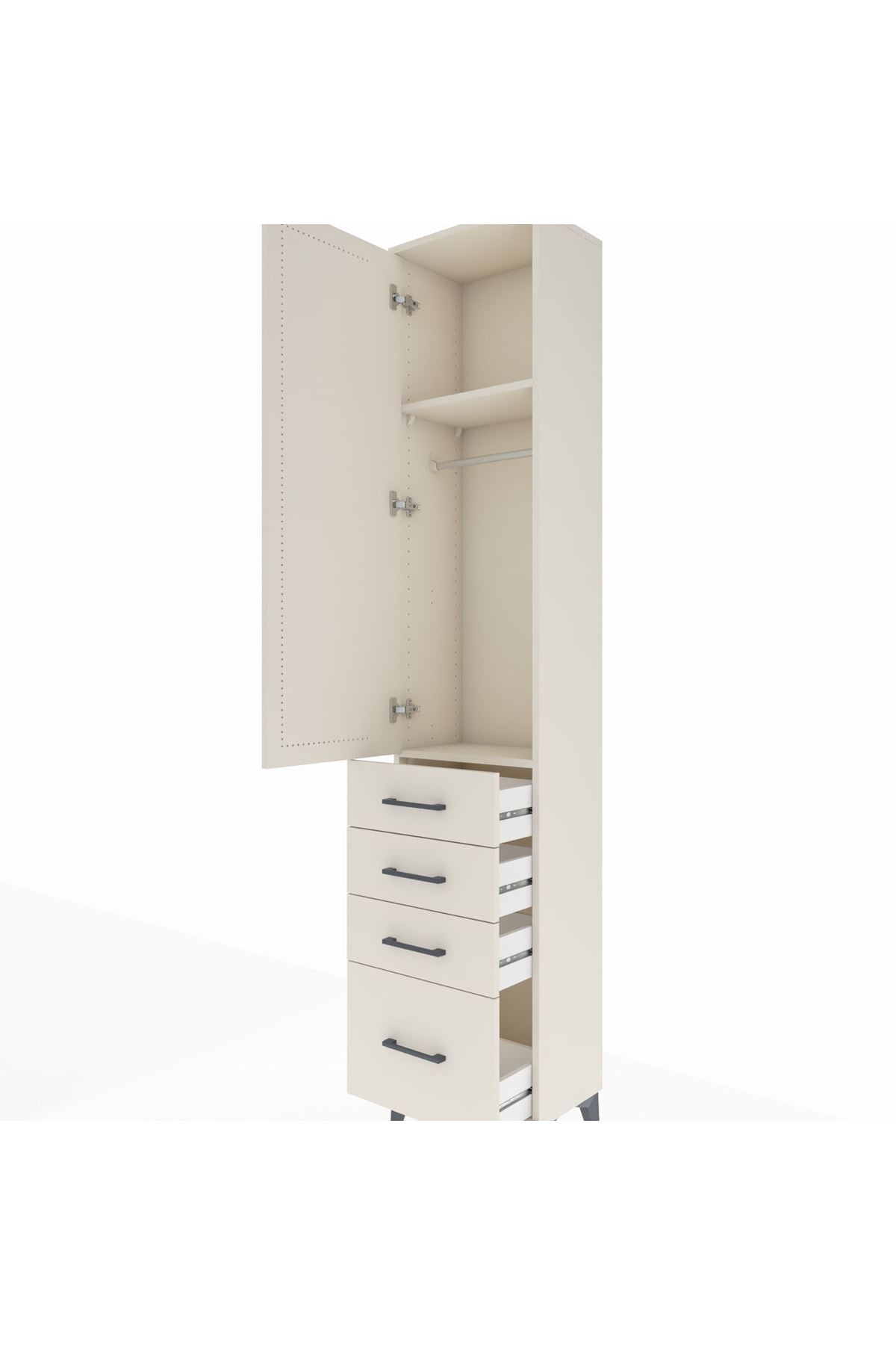 Arges Dolap 2 Raflı 4 Çekmeceli Tek Askılı 44x30x221 Aytaşı-Aytaşı