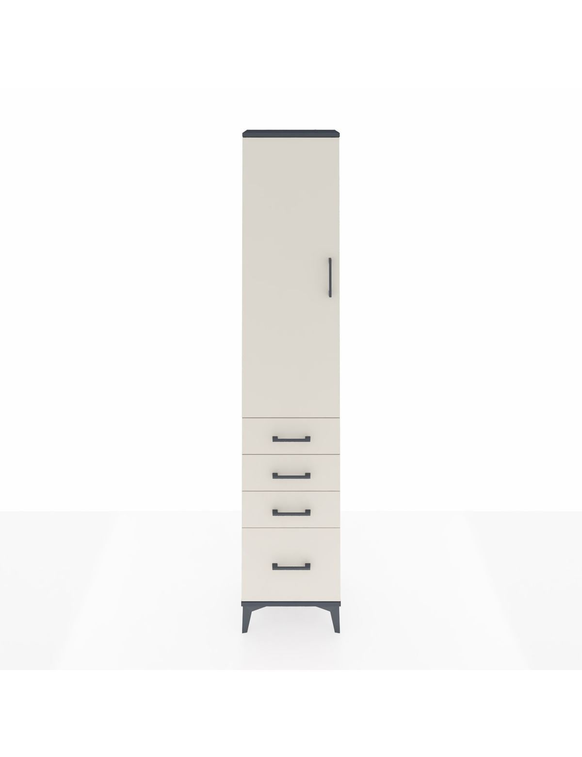 Arges Dolap 2 Raflı 4 Çekmeceli Tek Askılı 44x30x221 Antrasit-Aytaşı