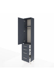 Arges Dolap 2 Raflı 4 Çekmeceli Tek Askılı 44x30x221 Antrasit-Antrasit